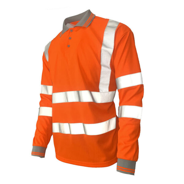 Safety High Visibility Long Sleeve Work Wear Shirts Men Construction Protective Quick Dry Reflective Hi Vis Work Polo Shirt - Image 2