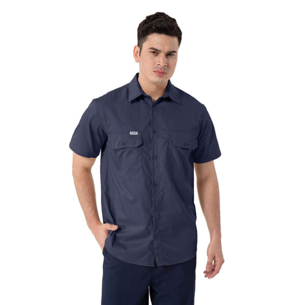 OEM Summer Custom Design Plus Size Men’s Shirts Button Closure Short Sleeve Shirt Work Shirt For Men - Image 5