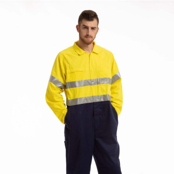 Factory Supply Premium AS/NZS 1906 Reflective 100% Cotton Breathable Overalls Safety Railway Hi Vis Safety Coveralls - Image 3