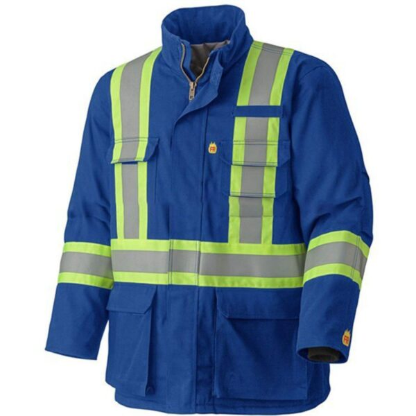 Manufacture Factory Fire Proof Reflective Safety Work Clothes Electrical Arc Flash CAT II Welding Cotton Hi Vis Fire Retardant Jacket - Image 5