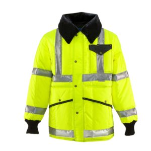 Hot Sale Custom Logo Hi Vis Reflective  Safety Jacket  Traffic Road Railway Fur Collar Long Sleeve Workwear