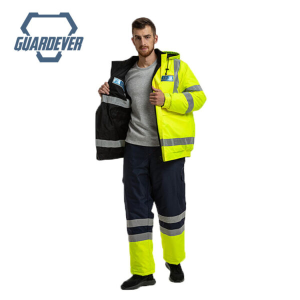 Factory Customize Class 3 Reflective Construction Reversible Waterproof Windproof Winter Insulate Safety Hi Vis Work Jacket - Image 2