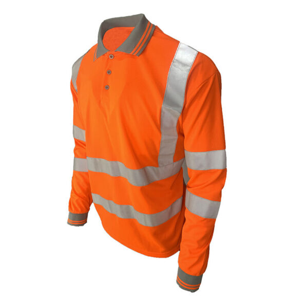Safety High Visibility Long Sleeve Work Wear Shirts Men Construction Protective Quick Dry Reflective Hi Vis Work Polo Shirt - Image 5
