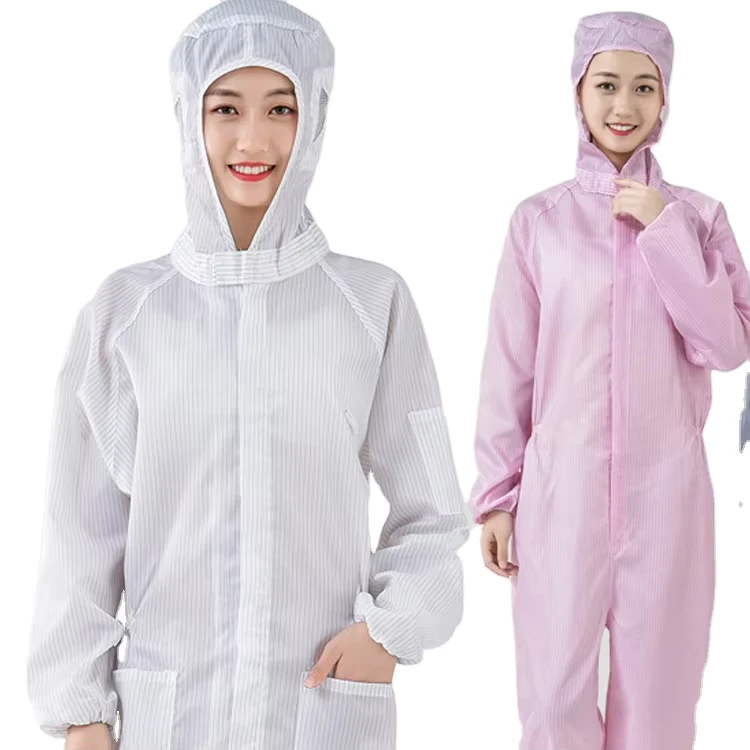 0.5cm-Stripe-Antistatic-Clothes-ESD-Suit-Jumpsuit-Coverall-Cleanroom-Garment-Smock