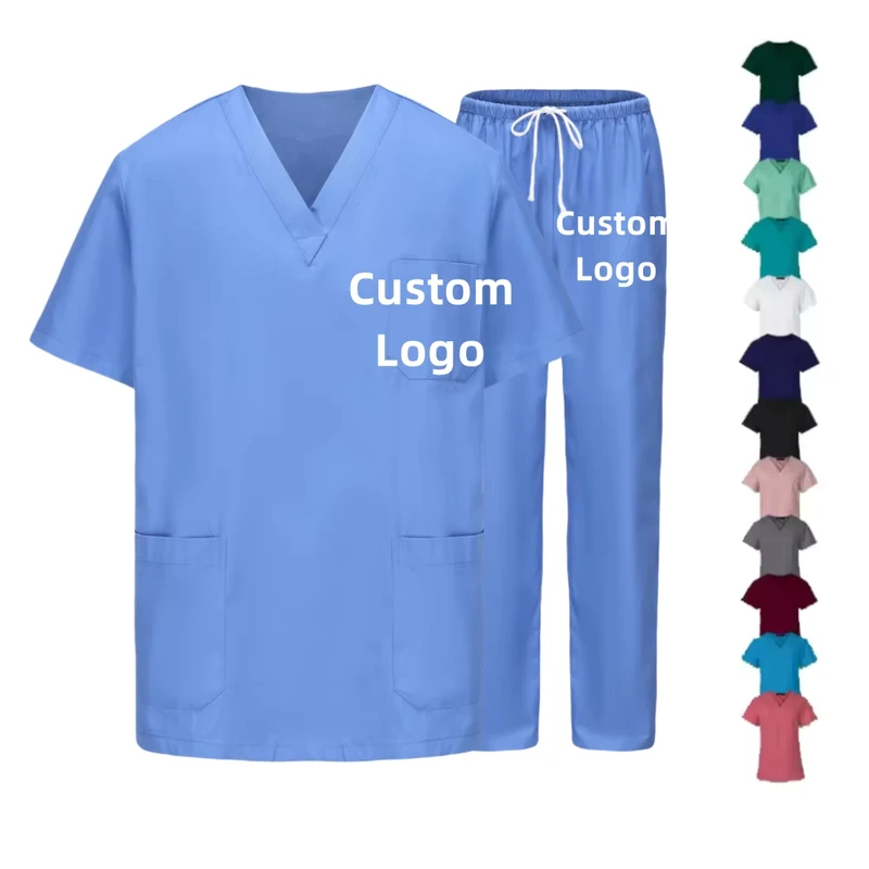0440 Rayon Spandex Hospital Nurse Scrub Uniform Sets for Women and Men