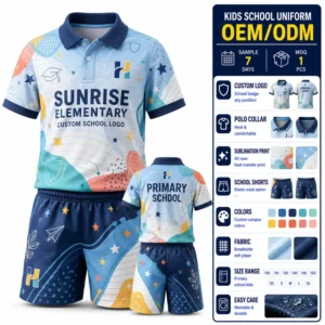 1 Piece MOQ Short Sleeve School Uniforms Kids School Uniform Polo Shirts School Uniforms for Primary Schools