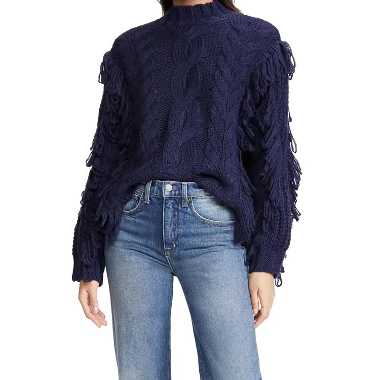 100-Acrylic-European-Style-Fringe-Chunky-Mock-Neck-Cable-Knit-Pullover-Sweater-Casual-Winter-with-Front-Logo-Tassel-Decoration