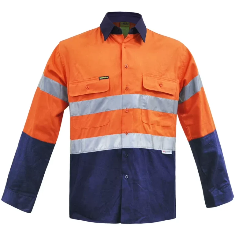 100-Cotton-150gsm-Twill-Hi-Vis-Work-Shirt-Long-Sleeve-Safety-Work-Clothing-With-Reflective-Tape-2-Tones-Work-Wear-Shirt