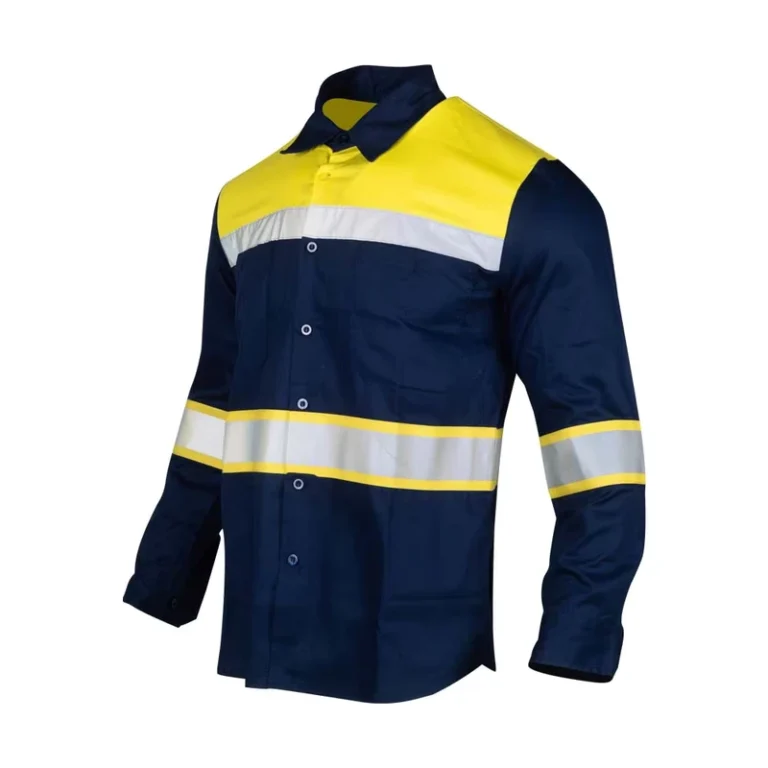 100-Cotton-CAT-2-Flame-Retardant-Long-Sleeve-Twill-Welding-Reflective-Safety-Shirt-for-High-Heat-Workers
