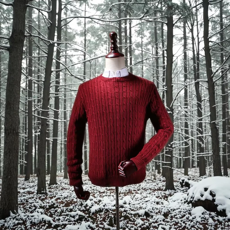 100% Cotton Cable Knit Sweater Jumper for Men