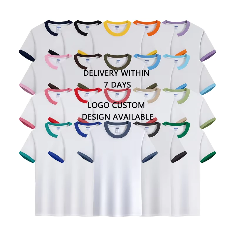 100% Cotton Classic Casual Slim Fit Men's T Shirt Digital Printing Contrast Trim New Jersey Parent Child Style