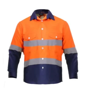 100% Cotton Construction Mining Uniform Long Sleeve Workwear Custom Logo Reflective Safety Clothes Hi Vis Men FR Work Shirt