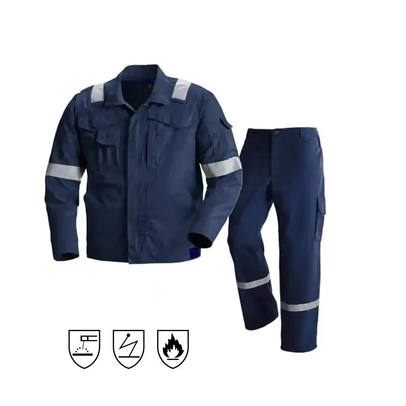 100% Cotton Custom Fireproof Oil Gas Coal Construction Reflective Safety Worker Suit Work Clothes Workwear Hi Vis FR Uniform
