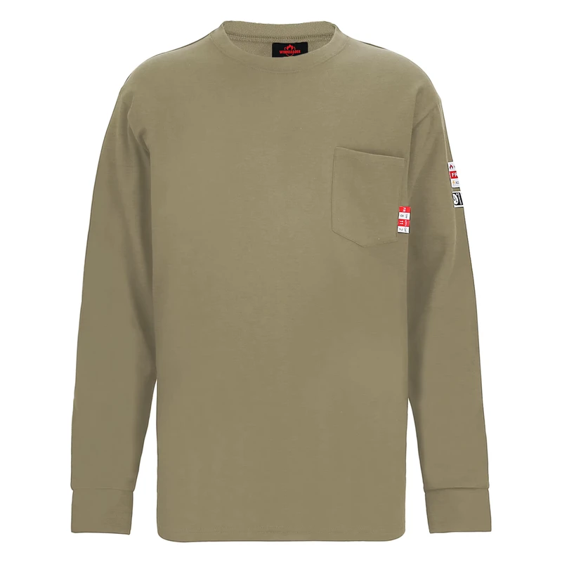 100% Cotton Flame Retardant Safety Protective Workwear NFPA2112 Long Sleeve FR Henley Shirt
