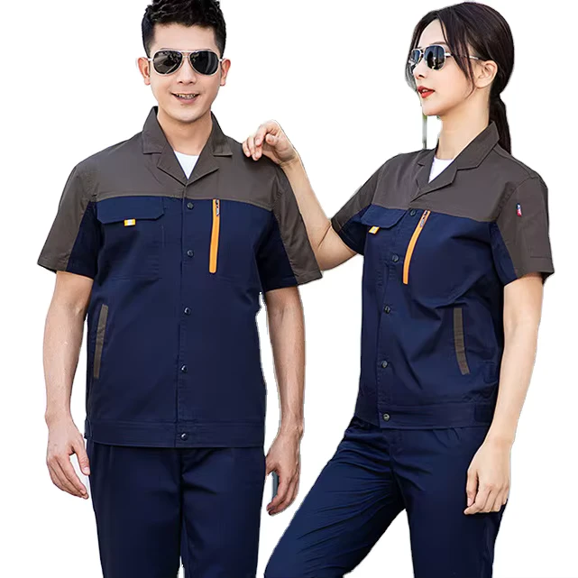 100% Cotton Industrial Work Suit with Zipper Pockets, Jacket and Pants