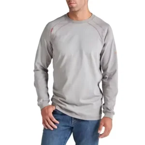 100% Cotton Lightweight Long Sleeve Men Safety Work T Shirts Flame Resistant FR T Shirt For Welder