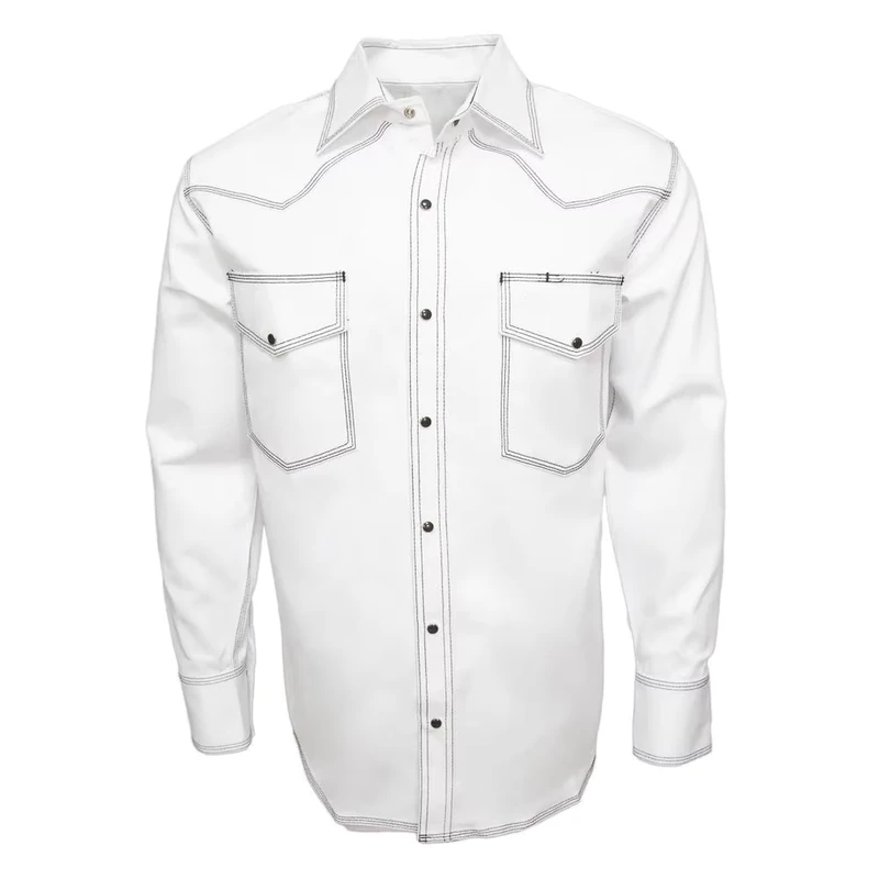 100% Cotton Mens Flame Resistant Workwear Breathable Welding FR White Shirt with Snap Button