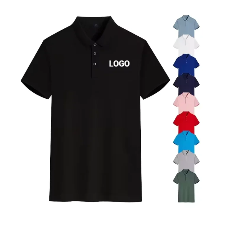 100-Cotton-Mens-Polo-Shirts-T-Shirt-Embroidered-Logo-Plain-Short-Sleeve-Plus-Size