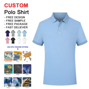 100% Cotton Men’s Polo T Shirts Custom Embroidered Logo Breathable Casual Tops Jersey Custom Polo