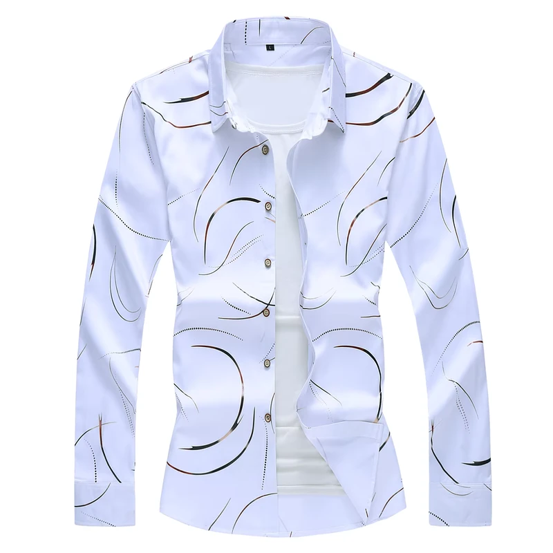 100% Cotton Men's Slim Fit Long-Sleeve Stripe Formal Casual Shirt