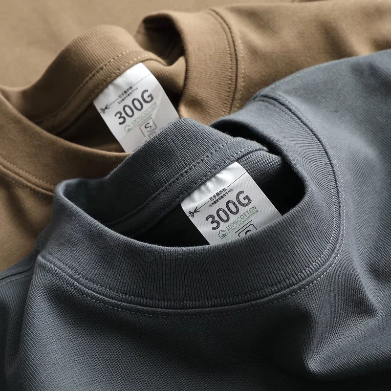 100% Cotton Men's T shirt Luxury 300G Custom Logo Thick Neck Blank Oversized Bulk Supplier Breathable T shirts For Men