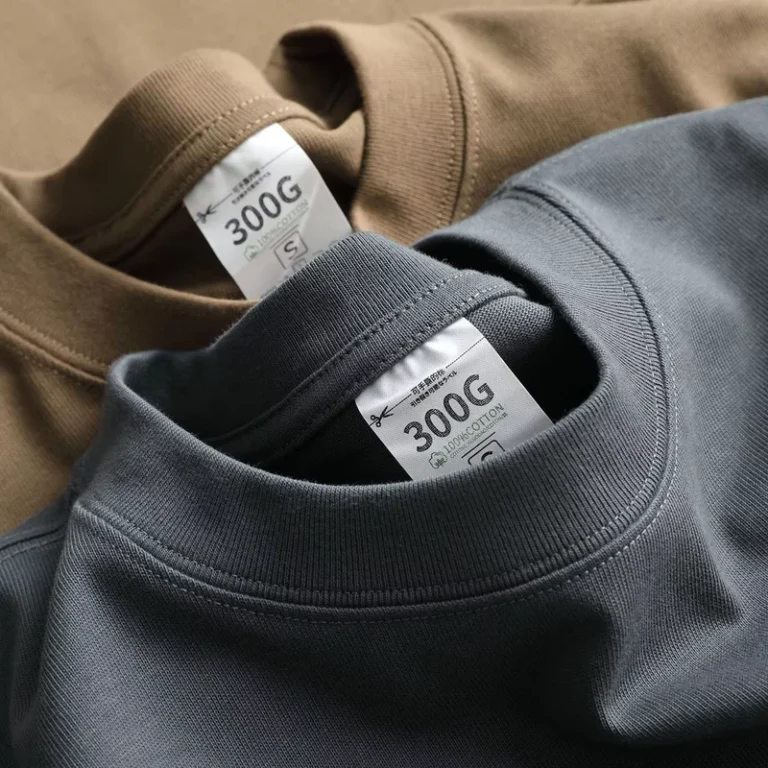 100-Cotton-Mens-T-shirt-Luxury-300GSM-Jersey-Custom-Logo-Mock-Neck-Blank-Oversized-Heavyweight-Breathable-T-shirts