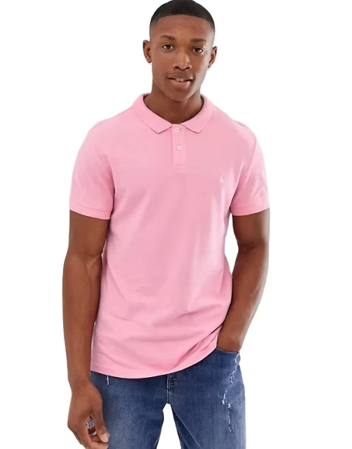 100% Cotton Pink Color Make Your Brand Embroidery Custom Polo T Shirt