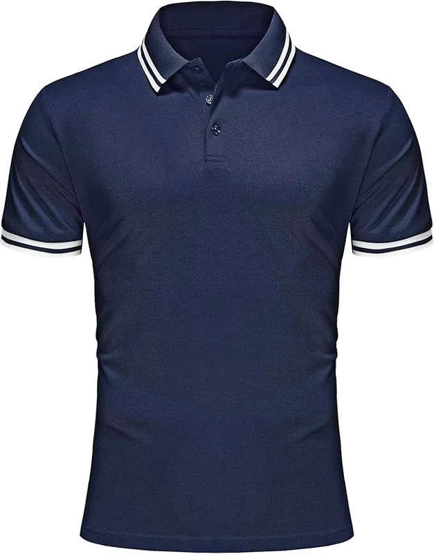 100-Cotton-Pique-Mens-Breathable-Short-Sleeve-Polo-Shirt