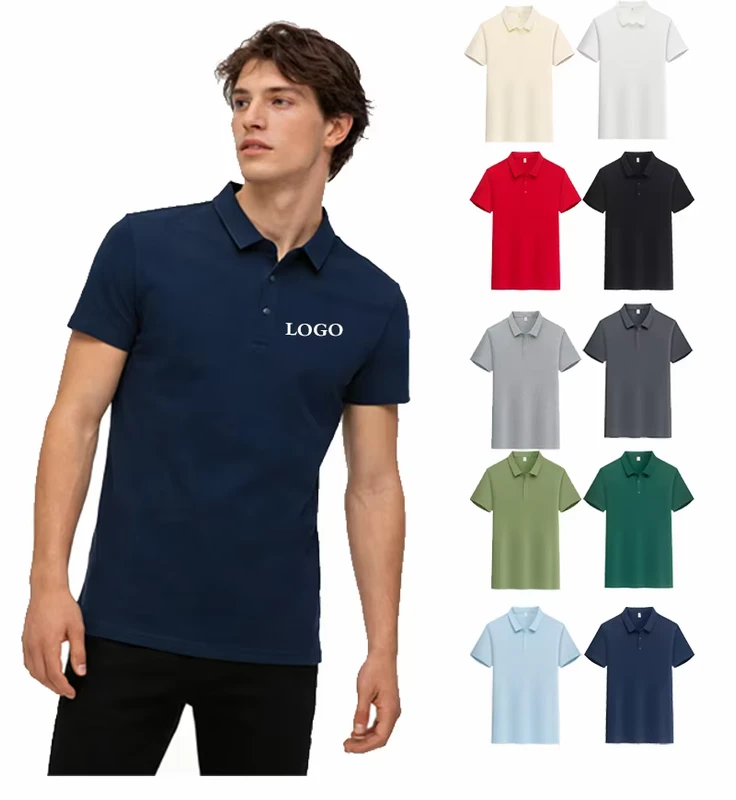100-Cotton-Polo-Shirt-for-Men-Business-Casual-Lapel-Top-Soft-Breathable-Pique-Fabric-Custom-Logo