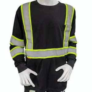 100% Cotton Polyester Hi Vis Orange Reflective Safety Shirt With Knitted Reflective Tape