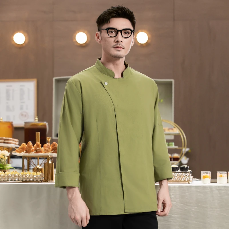 100% Cotton Stand Collar Chef Uniform for Bar Restaurant Baking and Catering