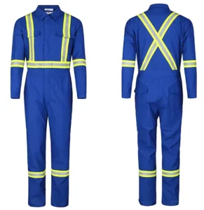 100% FR Cotton Reusable Protective Safety Fire Retardant Clothing Reflective Tape Level C Protection Two Way Zipper for Men