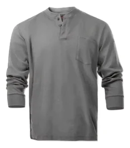 100% Knitted Cotton Lightweight Fire Rated Flame Resistant Workwear Henley T Shirt
