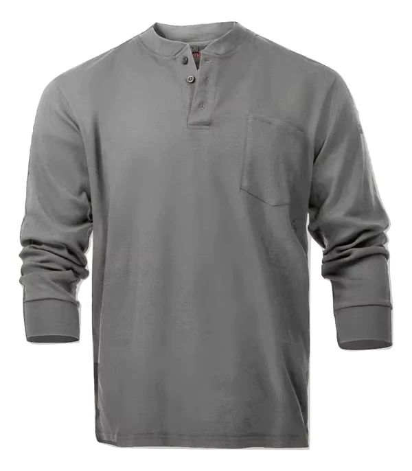 100% Knitted Cotton Lightweight Fire Rated Flame Resistant Workwear Henley T Shirt