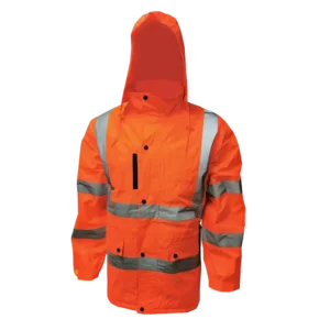 100% Oxford Men’s Parka Reflective Waterproof Mechanic Jumpsuit Orange Fluo