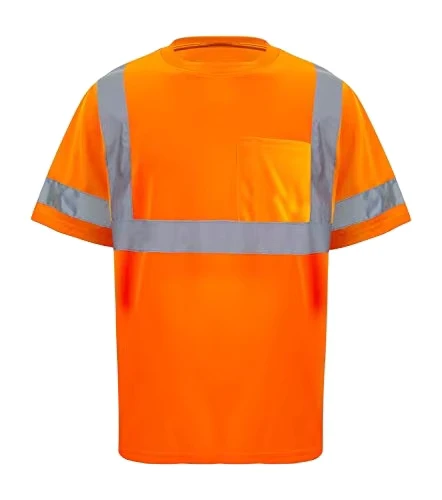 100% Poly Bird Eye Breathable Fluorescent High Reflective Tape High Vis Quick Dry Moisture Wicking Safety Shirt