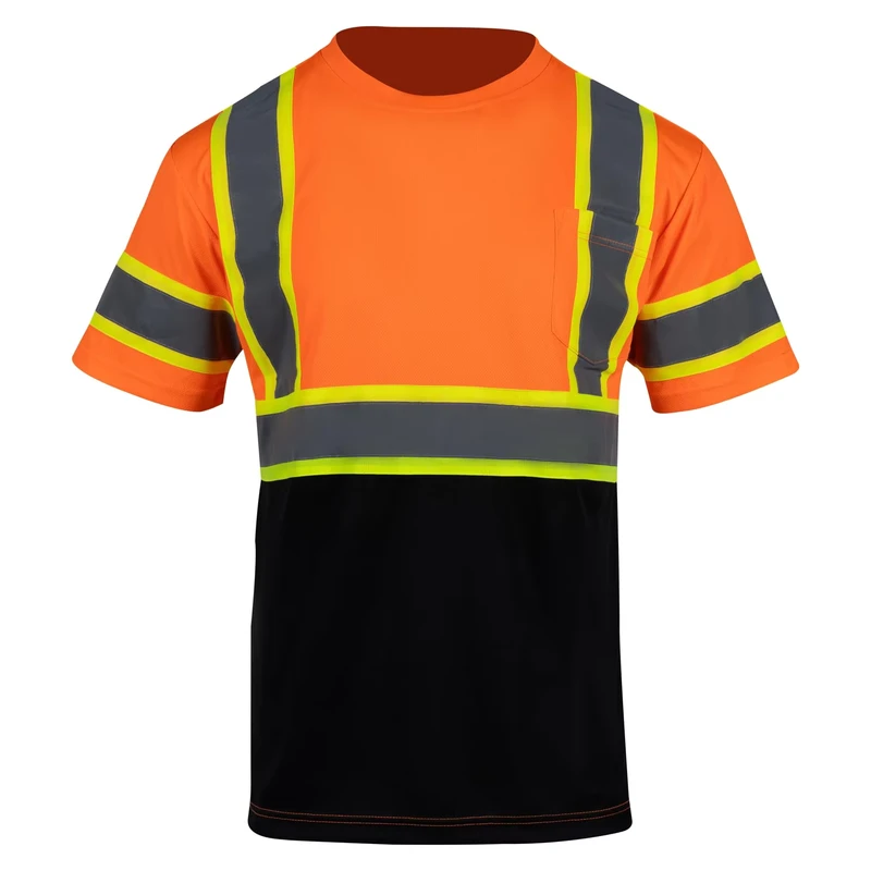 100% Polyester Bird's Eye Camouflage Hi Vis Reflective Safety T Shirt Custom Logo Sturdy Print High Visibility Security Uniform