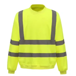 100% Polyester Breathable Anti UV Unisex WorkWear High Visibility Hoody Safety Jacket Round Neck Security Reflective Jacket