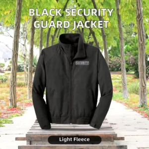 100% Polyester Men’s Classic Security Guard Charger Jacket Reflective Logo Black Winter Uniform Lightweight Fleece Body Lining