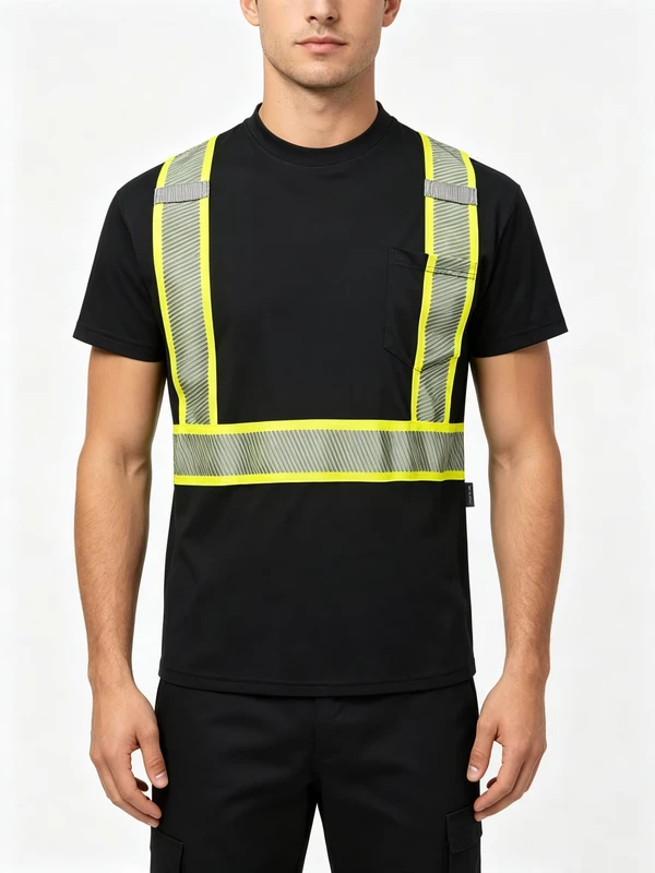 100% Polyester Moisture Wicking Birdseye Short Sleeve Color Reflective Hi Viz T Shirt Worker Wear Men Safety T Shirt