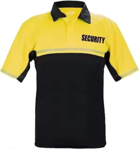 100% Polyester Two-Tone Security Uniform Bike Patrol Polo Shirt with Zipper Pocket and Reflective Hash Stripes