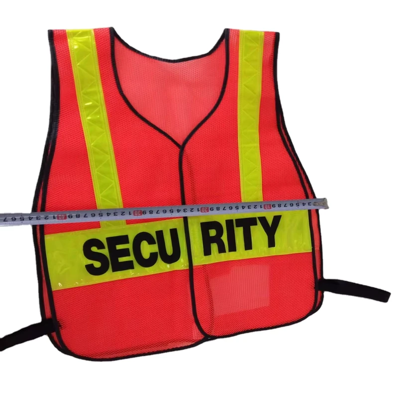 100% Polyester or Mesh Red Hi-Vis Safety Vest with Reflective Tape