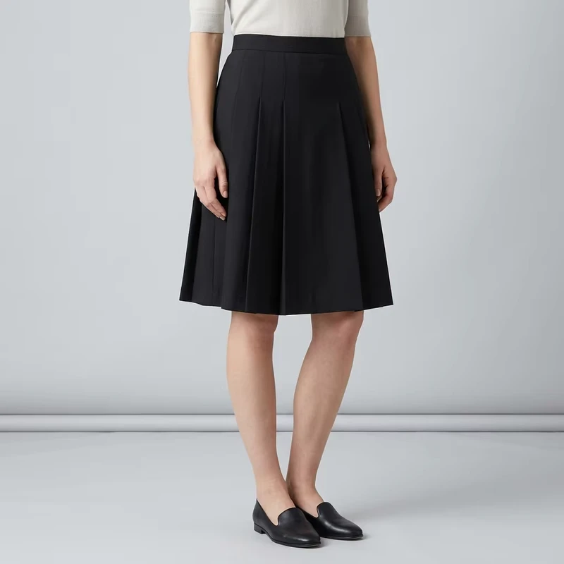 100% Polyester or TR Children School Uniform Wide Waistband Pleated Skirt