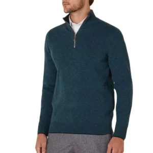 100% Pure Cashmere Men’s Classic Streetwear Half Zip Pullover ODM Winter & Spring Crew Neck Sweater with Plus Size Feature