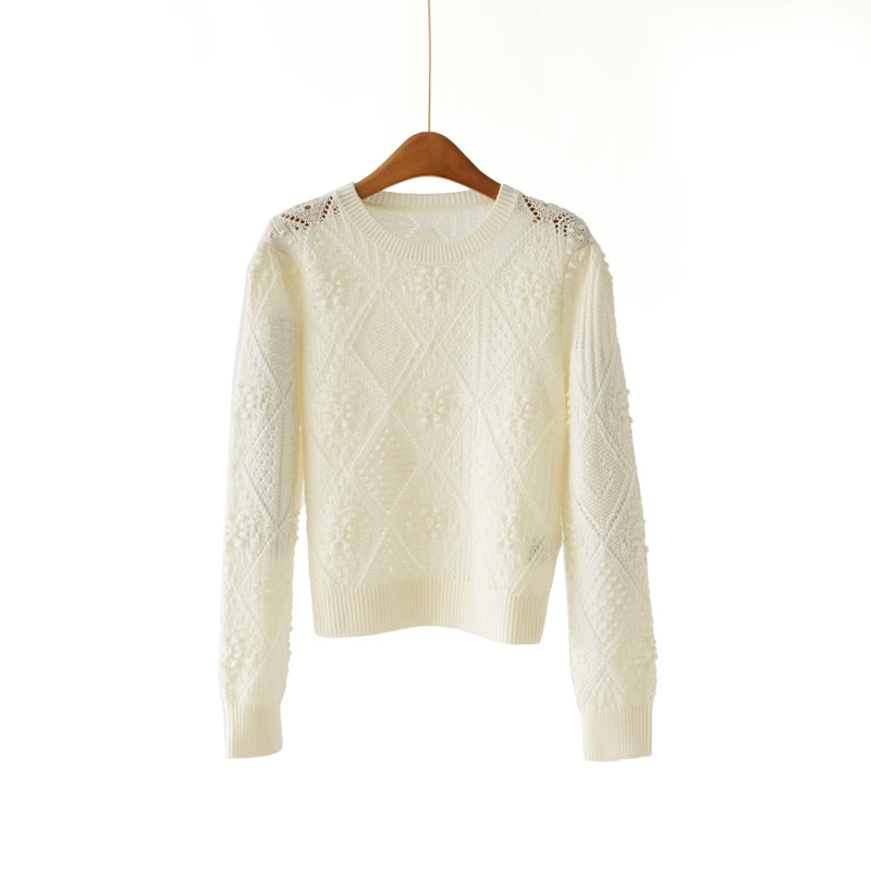 100% Wool Three-dimensional Crochet Sweater Heavy-duty Woven Hollow Pullover Sweater Clothing Manufacturers