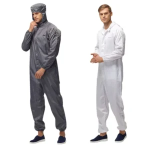 100D Stripe Autoclavable Grey Antistatic Jumpsuit Clean Room Overalls Coveralls ESD Dustproof Polyester Working Safety Clothing