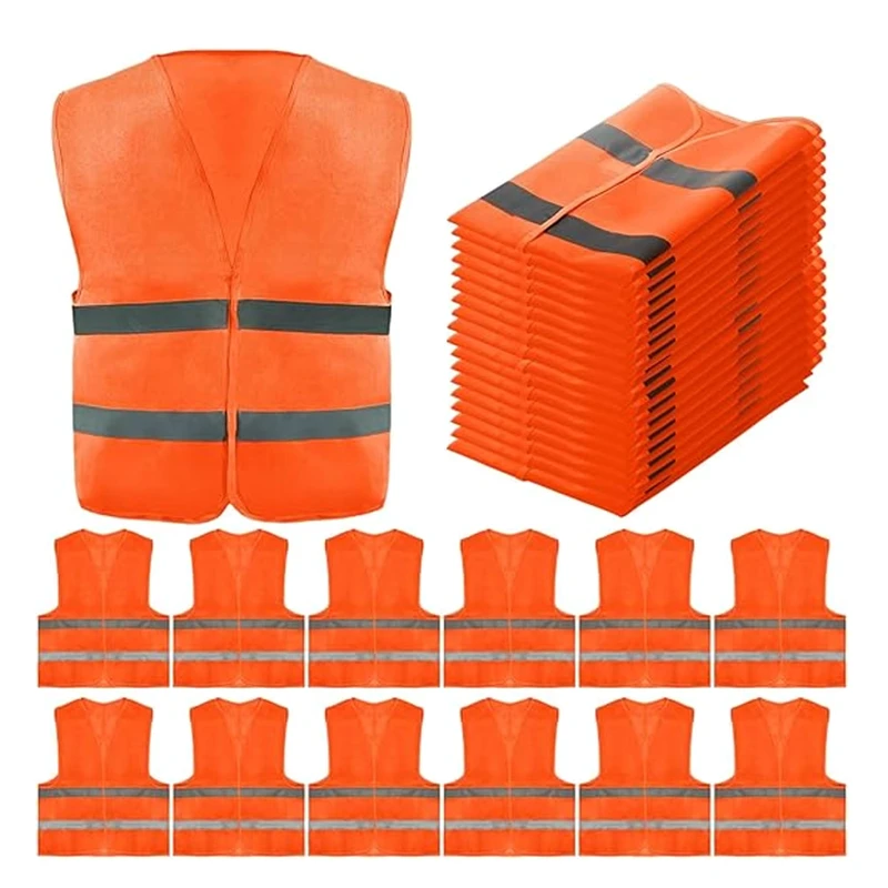 100g Polyester Fluorescent Orange Reflective Vest 2XL for Workers
