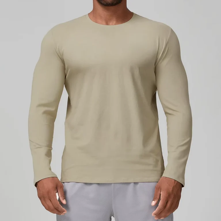 1186-Mens-Skin-friendly-Breathable-Sports-Leisure-Solid-Cotton-Blend-Long-sleeved-T-shirt-Yoga