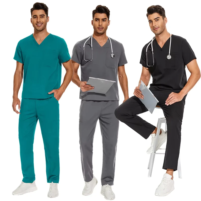 12 Colors Unisex Nurse Uniform Jogging Suit Doctor Pet Hospital ICU Medical Scrub Sets Polyester Dobby Fabric Drop Shipping
