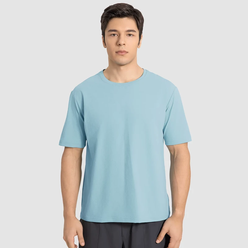 120GSM Polyester Men's Summer Workout Blank Running T-Shirt Lightweight Casual Solid Color Short Sleeve T-Shirt